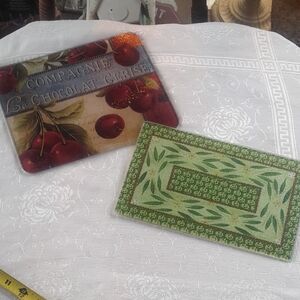 Cherry and Green Patterned Tempered Glass Cutting Boards